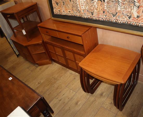 A suite of four pieces of Nathan furniture W.99cm, 53cm (2), 87cm